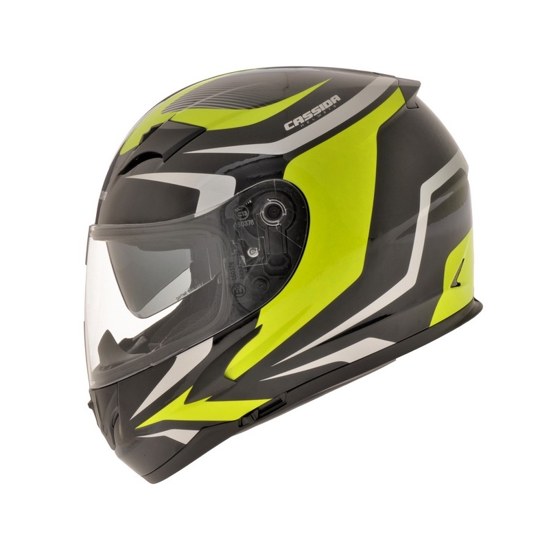 Cassida Integral 2.0 motorkerékpár sisak fekete-szürke-fluo sárga
