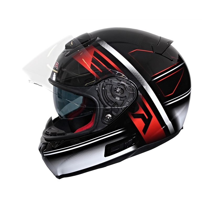 Motorkerékpár sisak RSA SR-01 fekete-piros-fehér akció kiárusítás