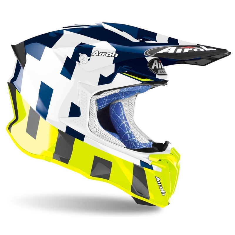 Motocross Sisak Airoh Twist 2.0 Keret kék-fehér-fluo sárga