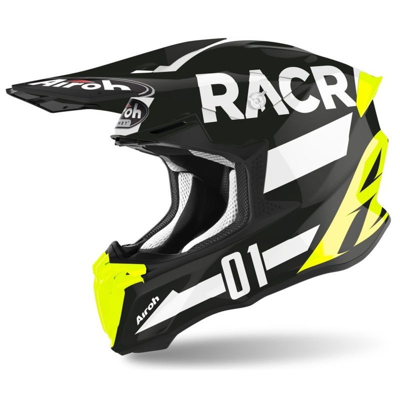 Motocross sisak Airoh Twist Racr fekete-fehér-fluo sárga eladó kiárusítás