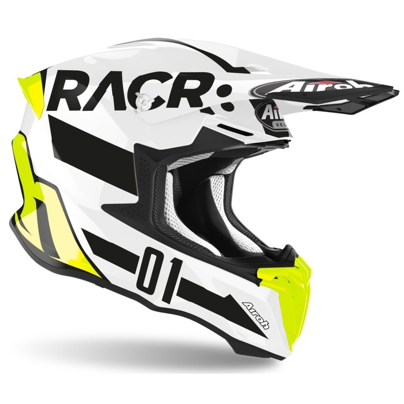 Motocross sisak Airoh Twist Racr fekete-fehér-fluo sárga eladó kiárusítás