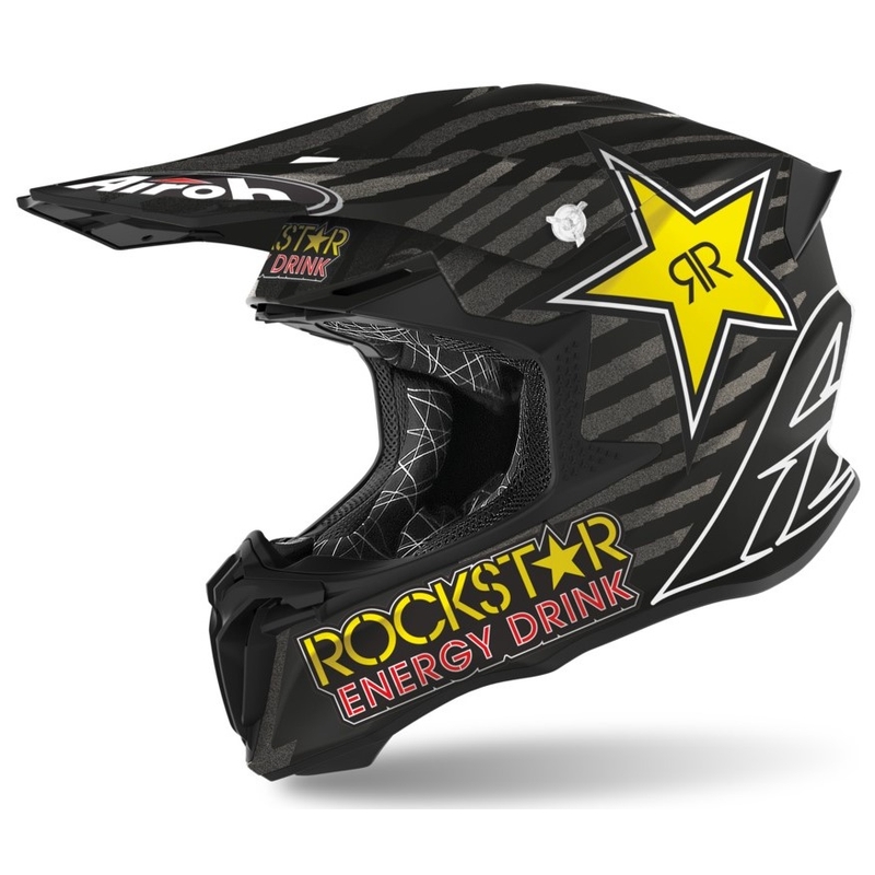 Motocross sisak Airoh Twist Rockstar 2021 fekete-fehér-sárga akció kiárusítás
