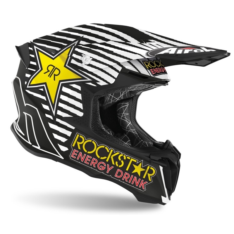 Motocross sisak Airoh Twist Rockstar 2021 fekete-fehér-sárga akció kiárusítás