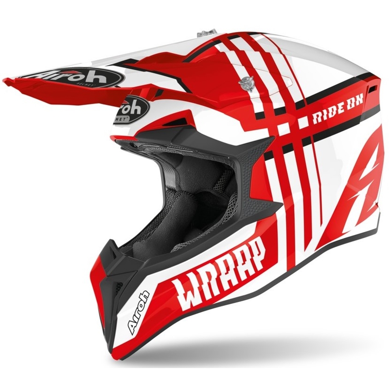 Motocross sisak Airoh Wraap Törött fehér-piros