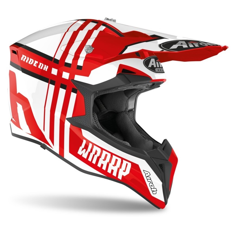 Motocross sisak Airoh Wraap Törött fehér-piros