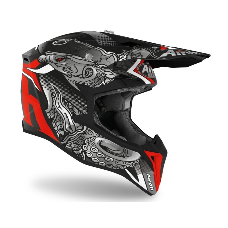 Motocross sisak Airoh Wraap Polip fekete-piros
