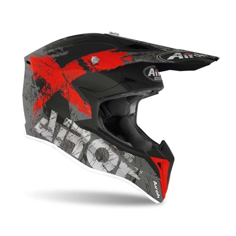 Motocross sisak Airoh Wraap Mosoly szürke-piros