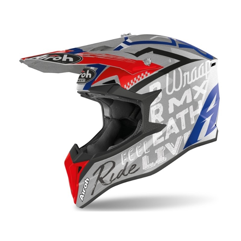 Motocross sisak Airoh Wraap Street szürke-kék-piros