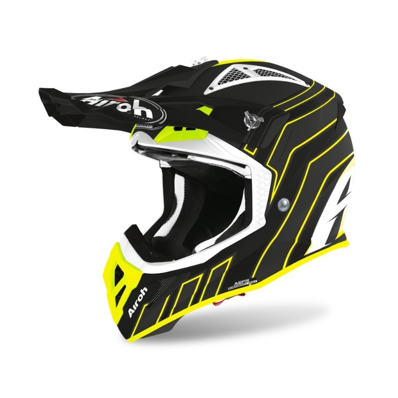 Motocross sisak Airoh Aviator Ace Art fekete-fluo sárga