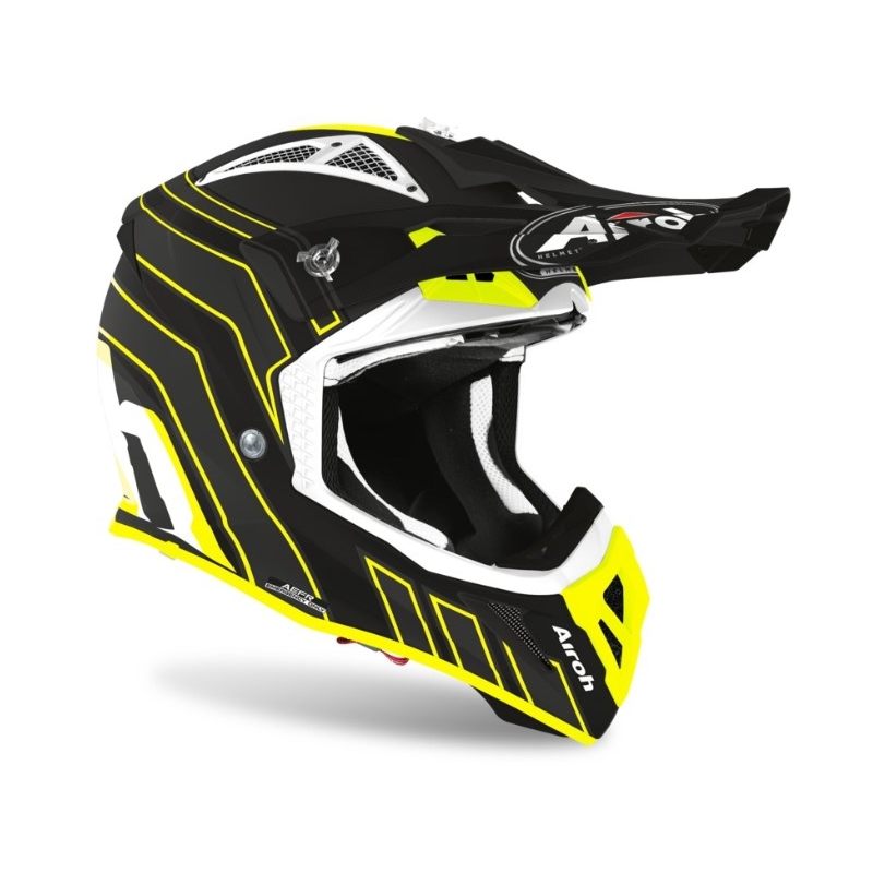 Motocross sisak Airoh Aviator Ace Art fekete-fluo sárga