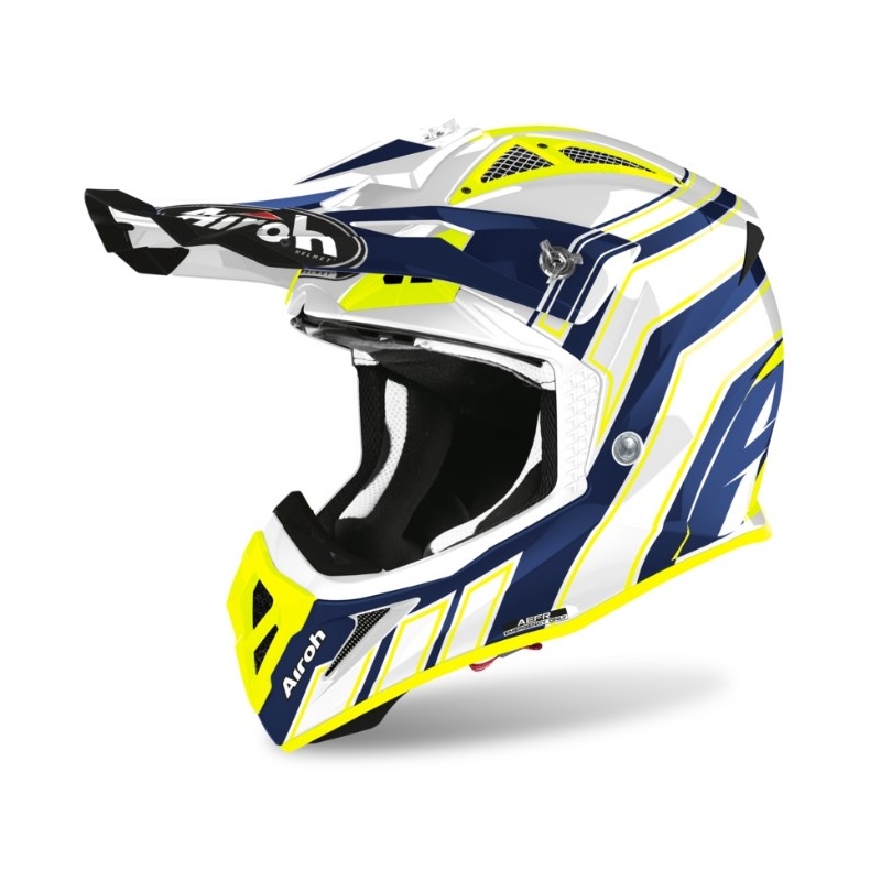 Motocross Sisak Airoh Aviator Ász Art Kék-Fehér-Fluo Sárga 2021