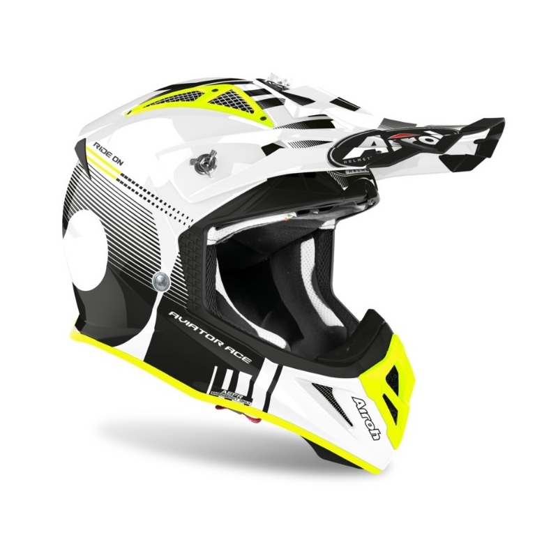Motocross sisak Airoh Aviator Ace Nemesi fehér-fekete-fluo sárga eladó kiárusítás