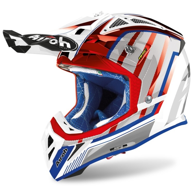 Motocross Sisak Airoh Aviator Glow 2.3 AMS2 piros-kék-szürke