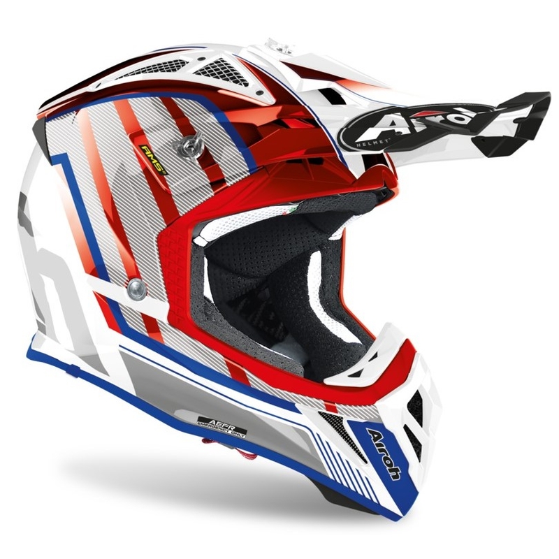 Motocross Sisak Airoh Aviator Glow 2.3 AMS2 piros-kék-szürke