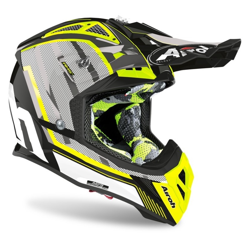 Motocross Sisak Airoh Aviator Glow 2.3 AMS2 sárga-fekete-szürke