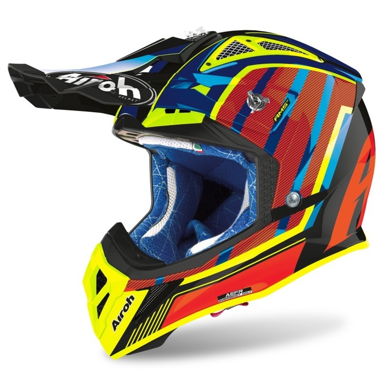 Motocross Sisak Airoh Aviator Glow 2.3 AMS2 sárga-piros-narancssárga