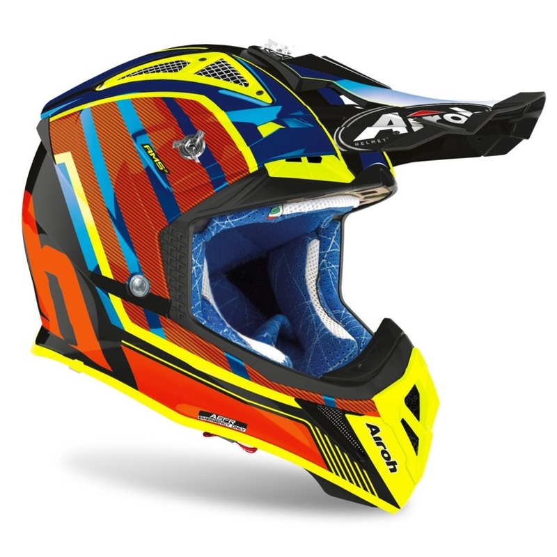 Motocross Sisak Airoh Aviator Glow 2.3 AMS2 sárga-piros-narancssárga
