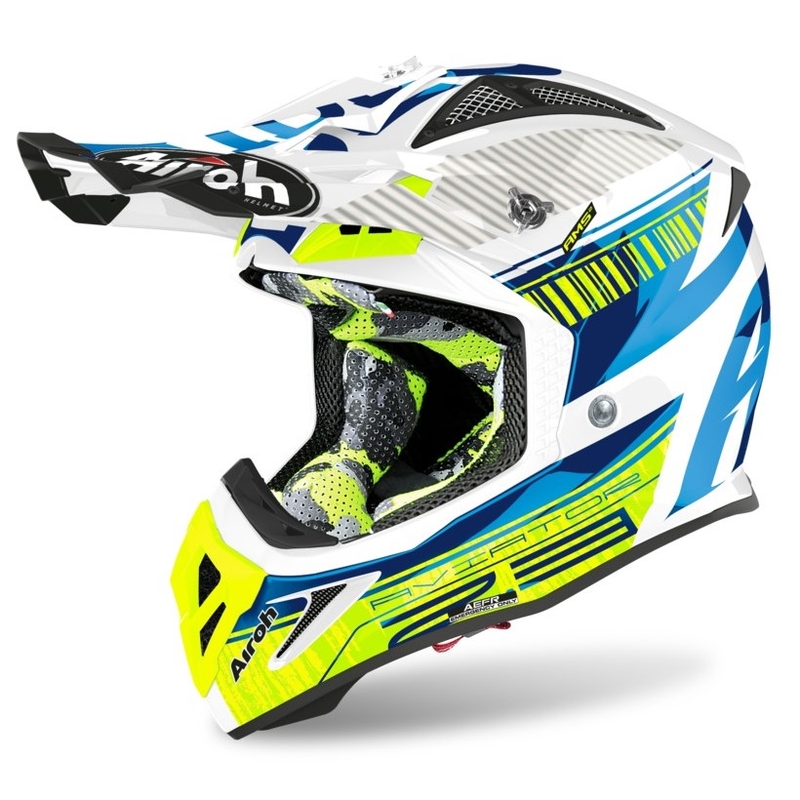Motocross sisak Airoh Aviator Novak 2.3 AMSS kék-fluo sárga