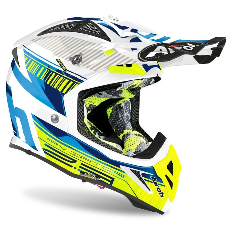 Motocross sisak Airoh Aviator Novak 2.3 AMSS kék-fluo sárga
