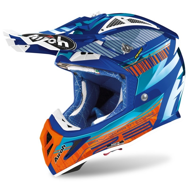 Motocross sisak Airoh Aviator Novak 2.3 AMSS türkiz-narancs-kék
