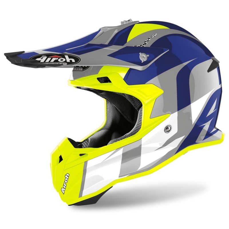 Motocross Sisak Airoh Terminátor Lövés kék-fluo sárga