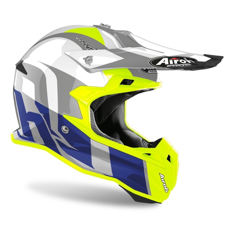 Motocross Sisak Airoh Terminátor Lövés kék-fluo sárga