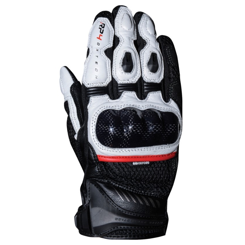 Kesztyű motorkerékpárhoz Oxford RP-4S fekete-fehér