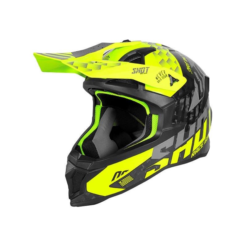 Motocross sisak Shot Lite Rush Karbon fekete-szürke-fluo sárga