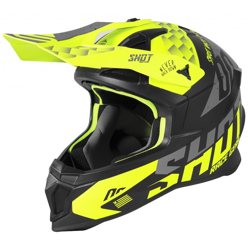 Motocross sisak Shot Lite Rush fekete-szürke-fluo sárga