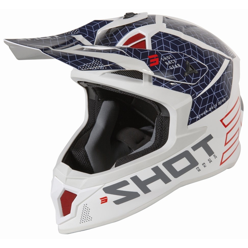 Shot Lite Core Motocross sisak fehér-kék-piros