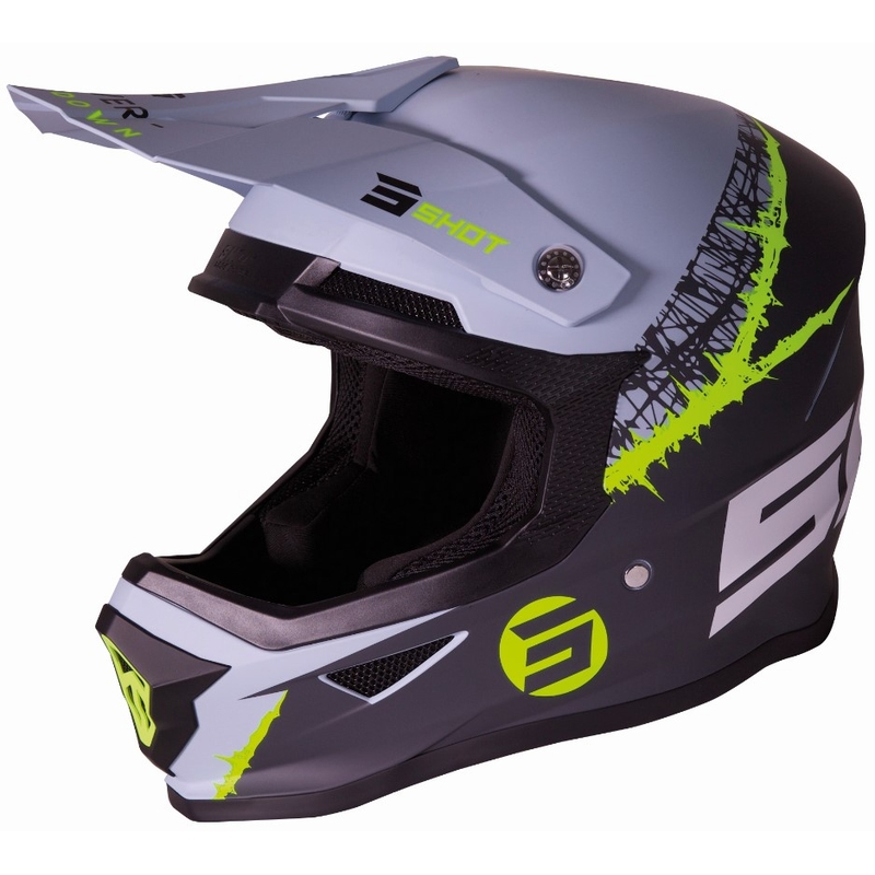 Motocross sisak Shot Furious Storm fekete-szürke-fluo sárga kiárusítás