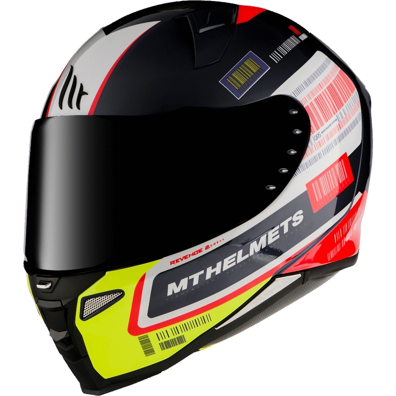 Integrált motoros sisak MT Revenge 2 RS fekete-fehér-sárga-piros