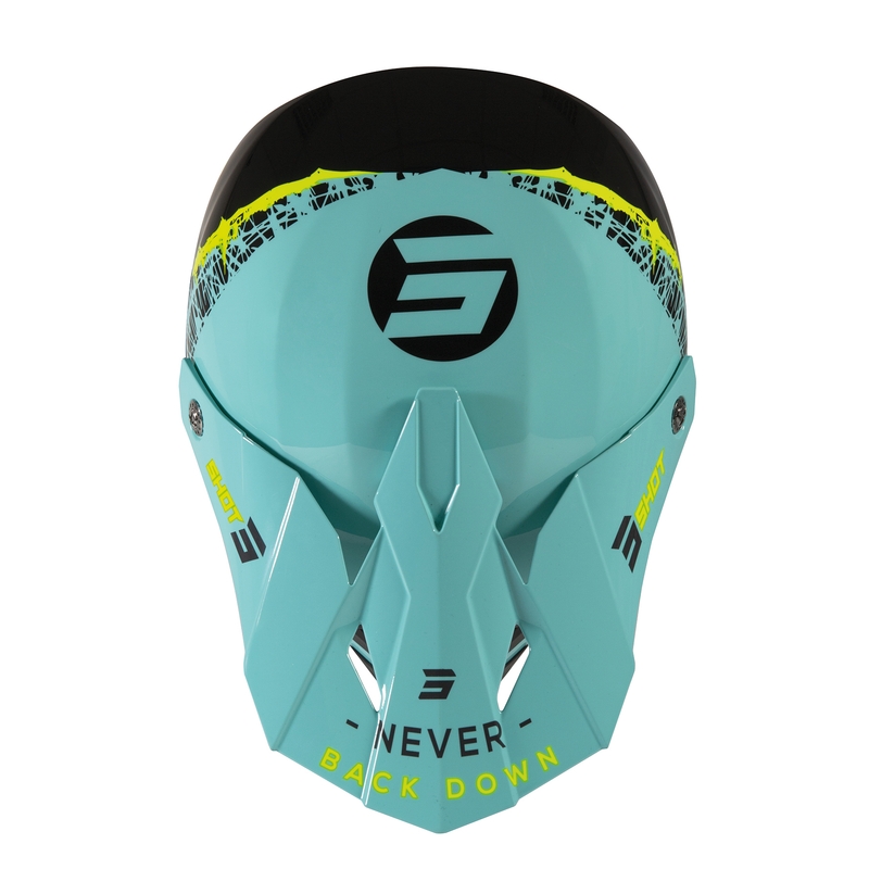 Gyerekek Motocross Sisak lövés dühös vihar fekete-zöld-fluo sárga