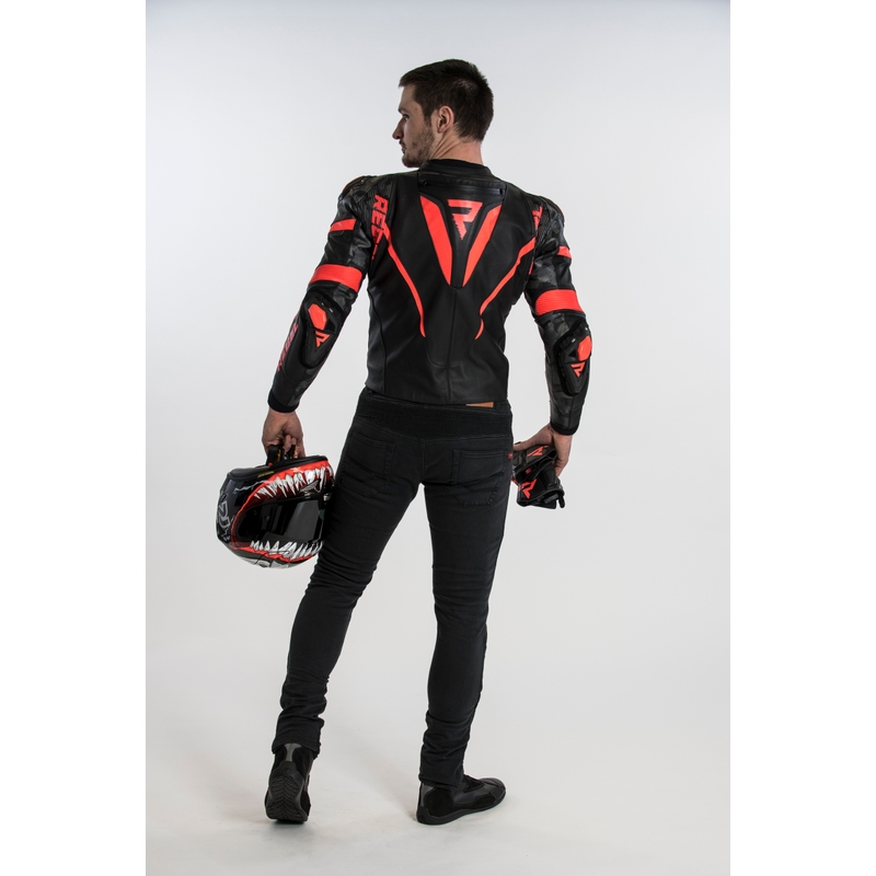 Rebelhorn Rebel motoros kabát fekete- neon piros kiárusítás