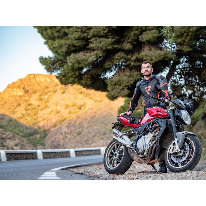 Rebelhorn Rebel motoros kabát fekete- neon piros kiárusítás