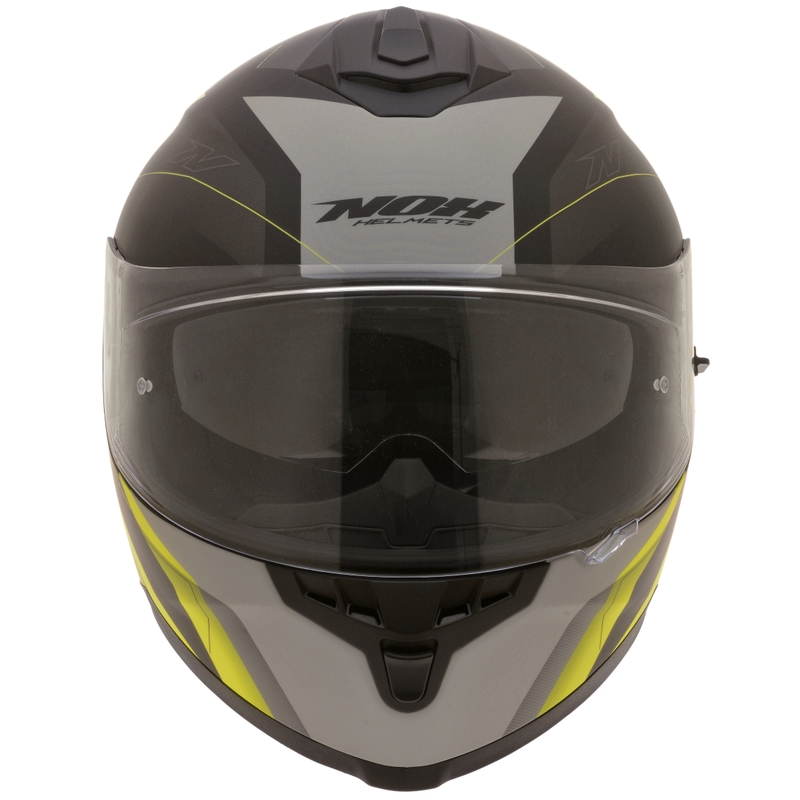 Integrált motorkerékpár sisak NOX N302S Quest fekete-szürke-sárga kiárusítás
