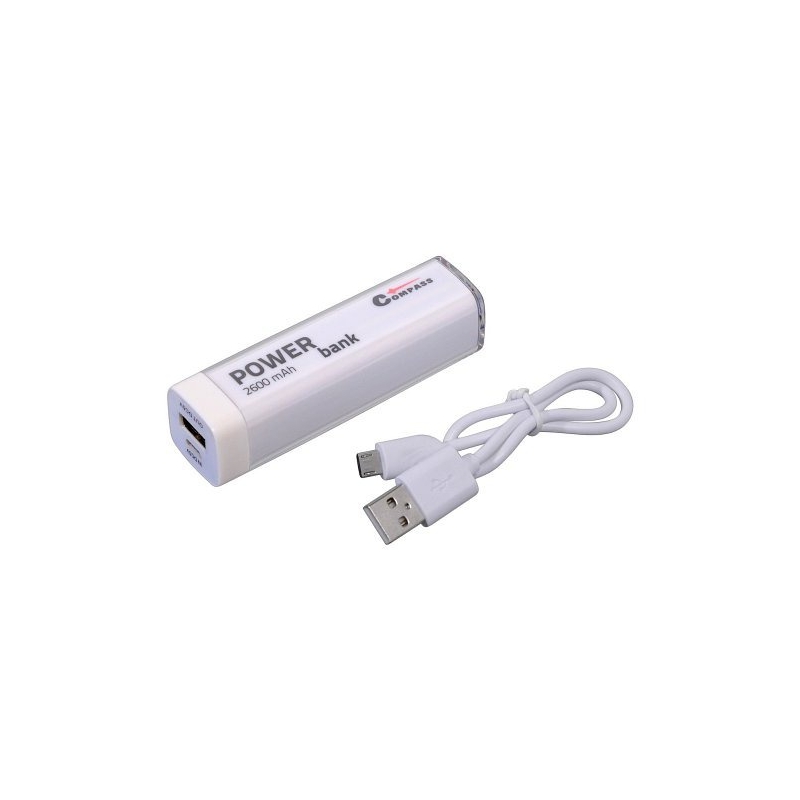 POWER BANK 2600mA fehér + 30cm kábel