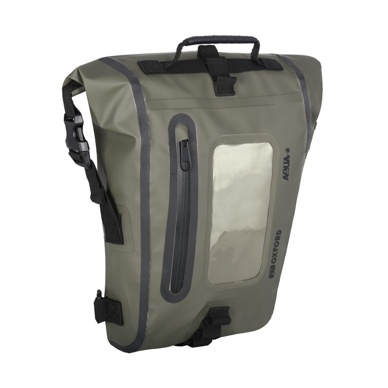 Tartálytáska Oxford Aqua M8 motorkerékpárhoz fekete-khaki zöld