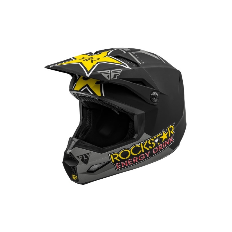 Motocross sisak FLY Racing Kinetic Rockstar szürke-fekete-sárga
