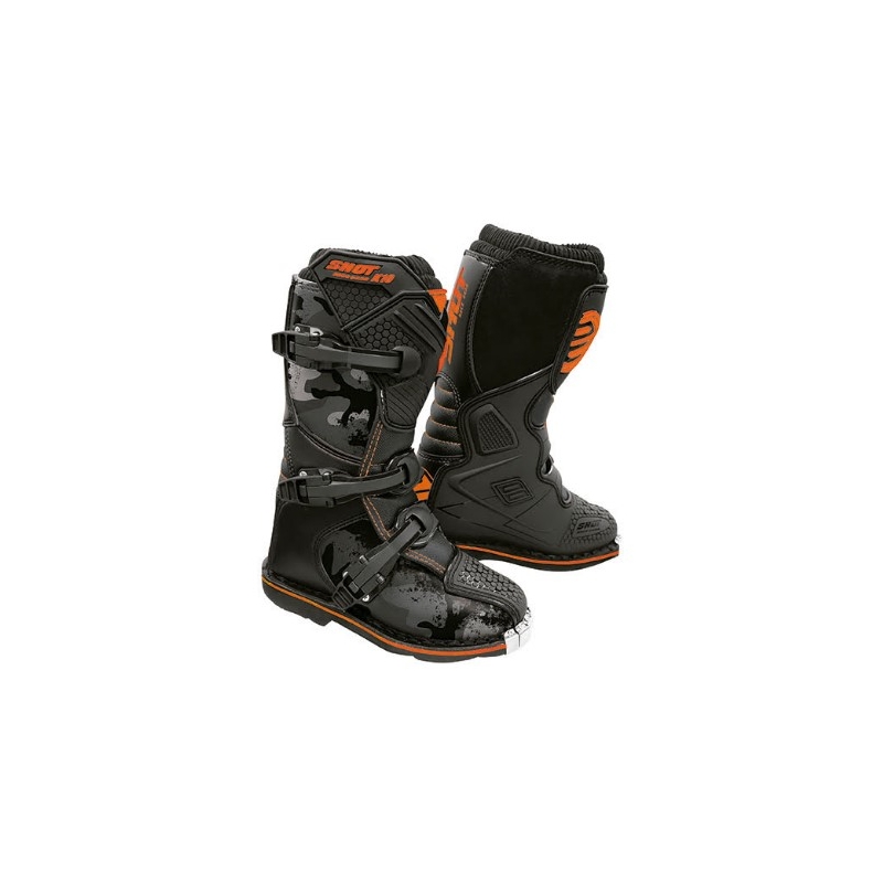 Gyerek motoros cipők K10 2.0 fekete-camo-fluo narancssárgára lőttek kiárusítás