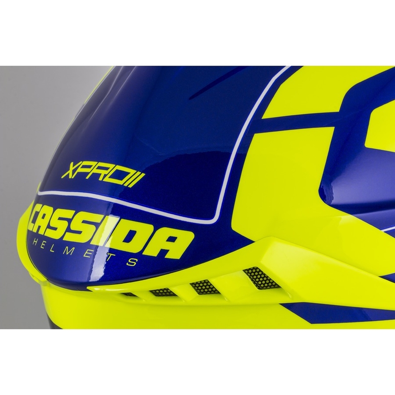 Motocross sisak Cassida Cross Pro II Contra fluo sárga-kék-fehér