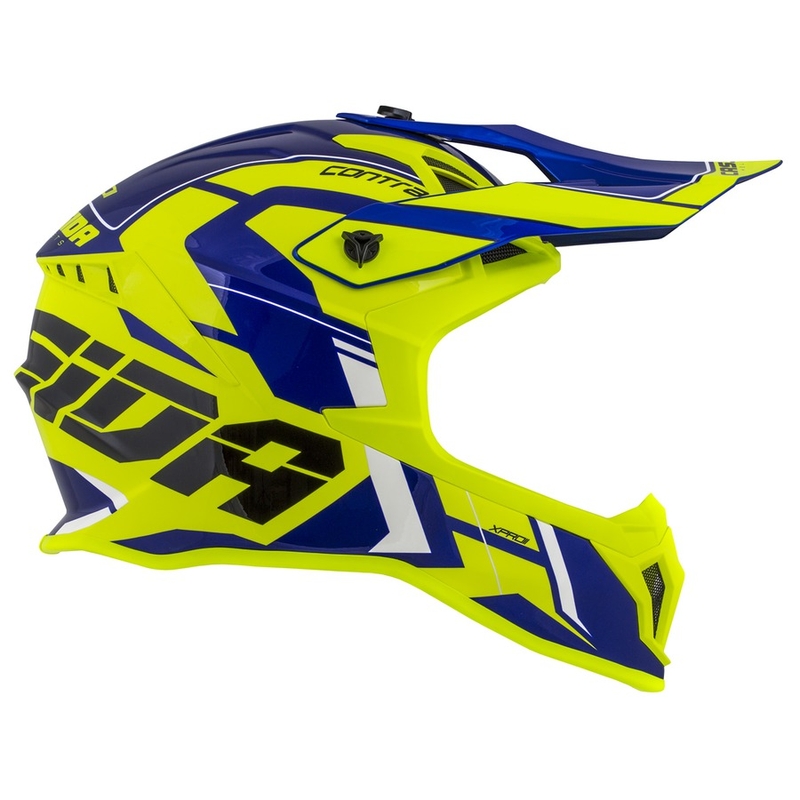 Motocross sisak Cassida Cross Pro II Contra fluo sárga-kék-fehér