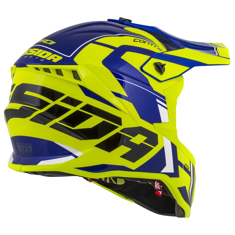 Motocross sisak Cassida Cross Pro II Contra fluo sárga-kék-fehér