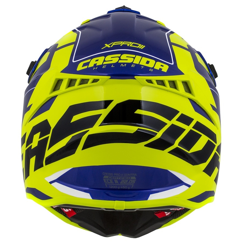 Motocross sisak Cassida Cross Pro II Contra fluo sárga-kék-fehér