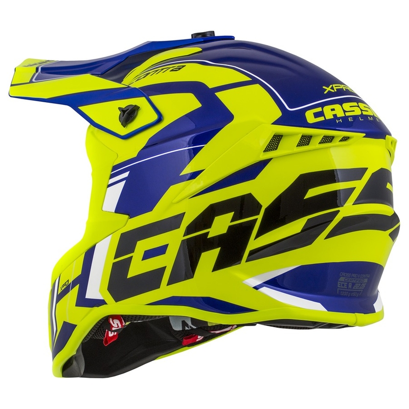 Motocross sisak Cassida Cross Pro II Contra fluo sárga-kék-fehér