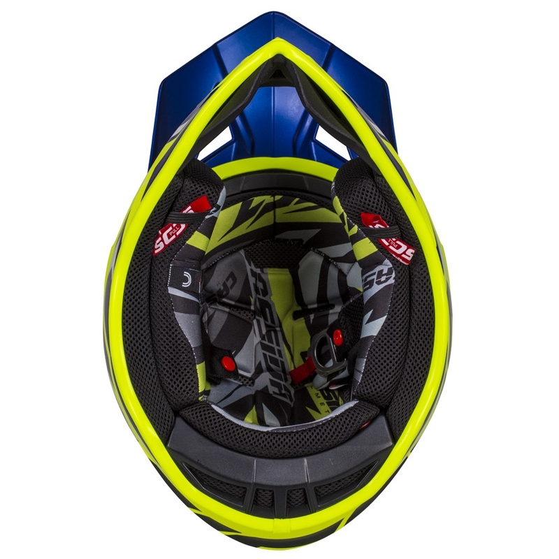 Motocross sisak Cassida Cross Pro II Contra fluo sárga-kék-fehér