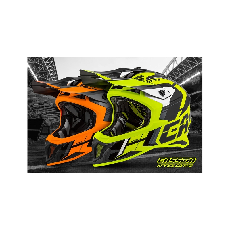 Motocross sisak Cassida Cross Pro II Contra narancs-fekete-szürke