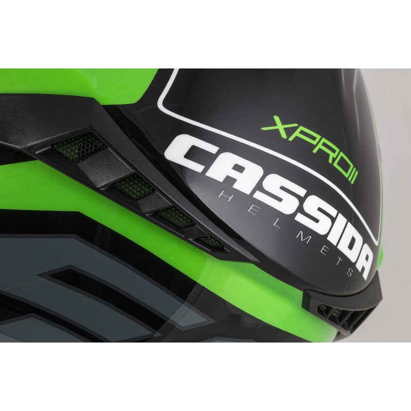 Motocross sisak Cassida Cross Pro II Contra fekete-szürke-fehér-zöld