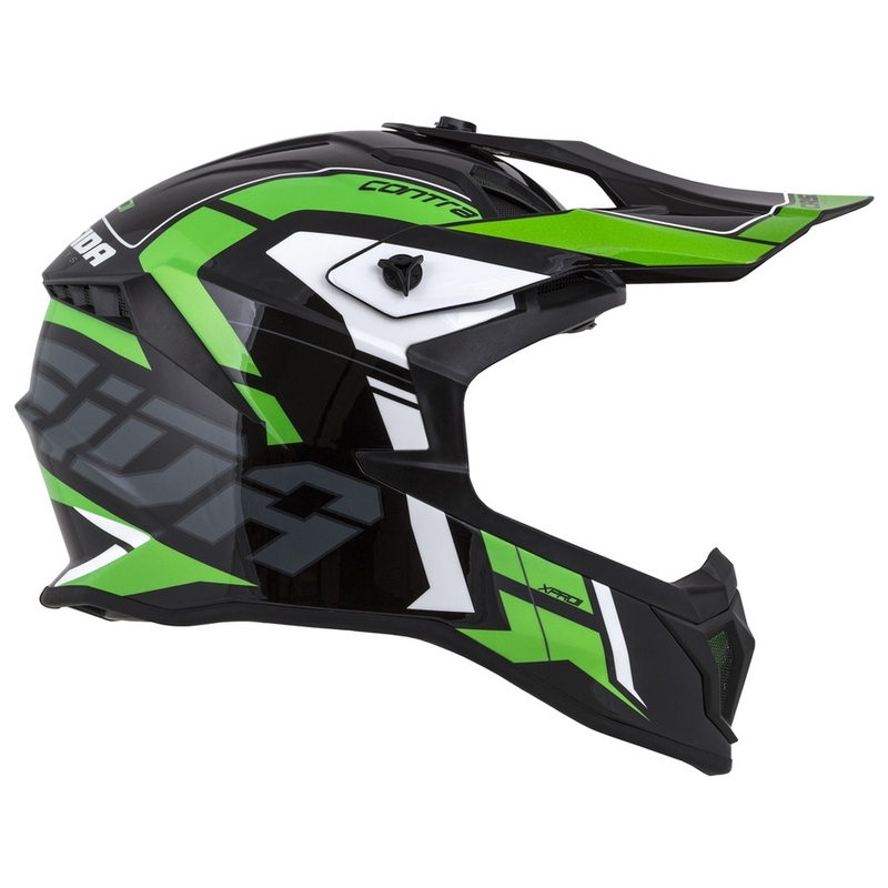 Motocross sisak Cassida Cross Pro II Contra fekete-szürke-fehér-zöld