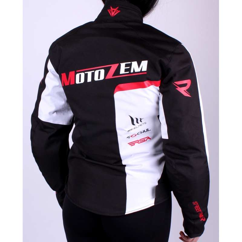 Női motoros kabát MotoZem Edition fekete-fehér akció kiárusítás